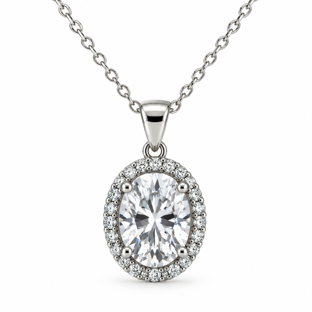 Oval Halo CZ Pendant