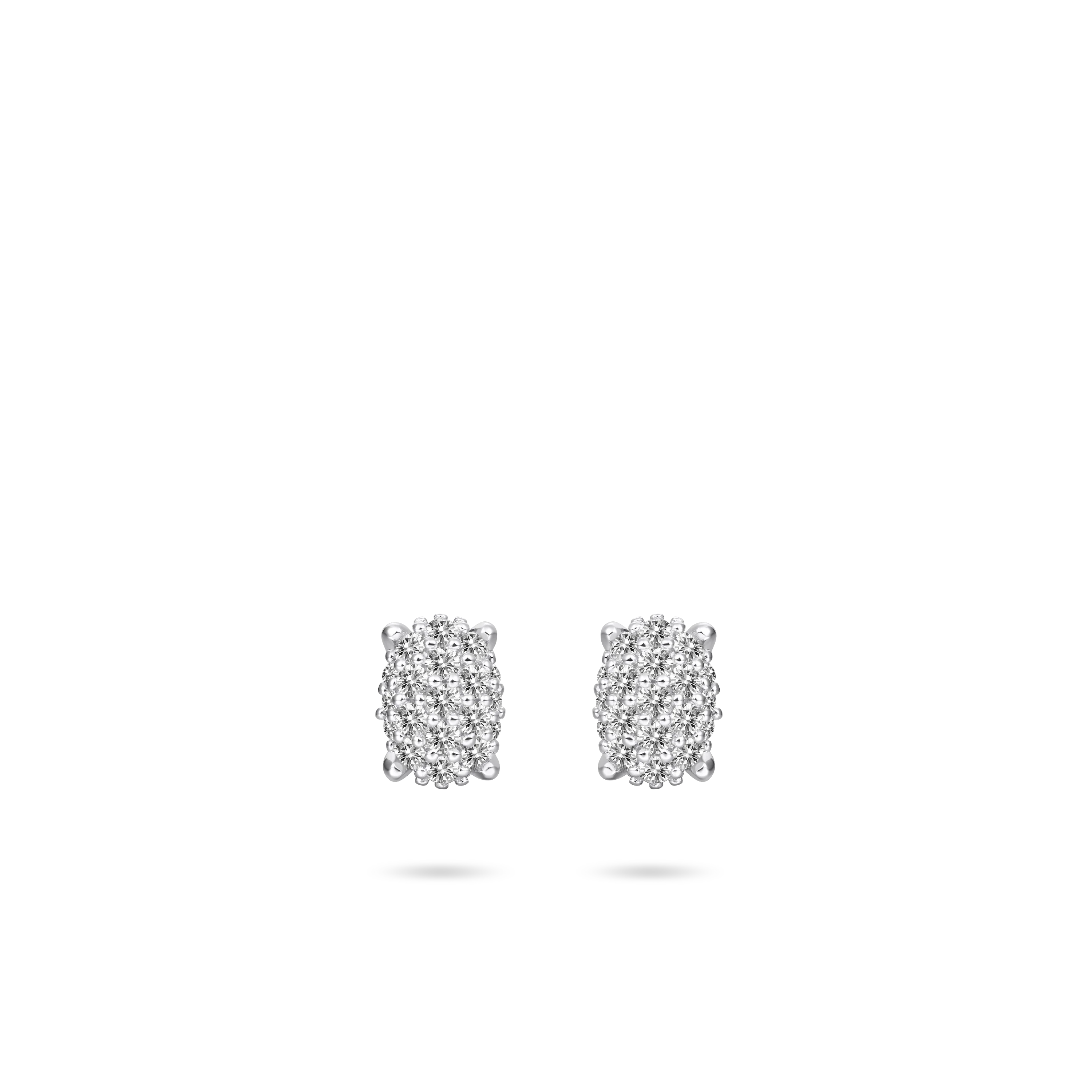 Oval Pave Dashing Details Ear Studs