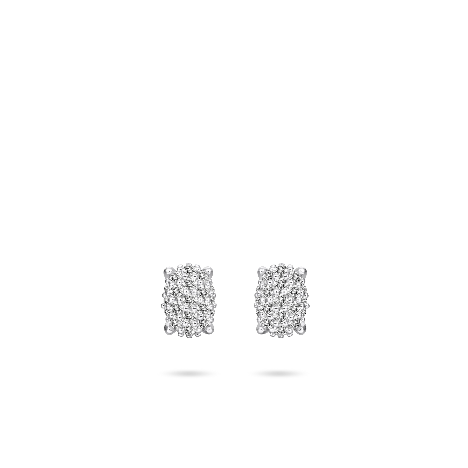 Oval Pave Dashing Details Ear Studs