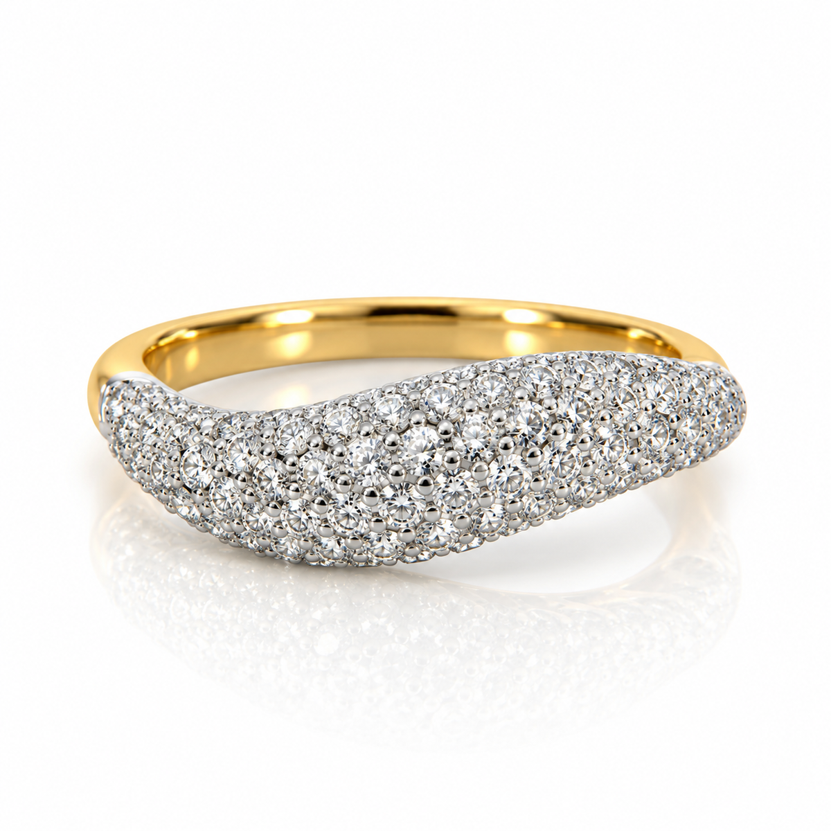 18kt Multi Row Wave Cluster Ring