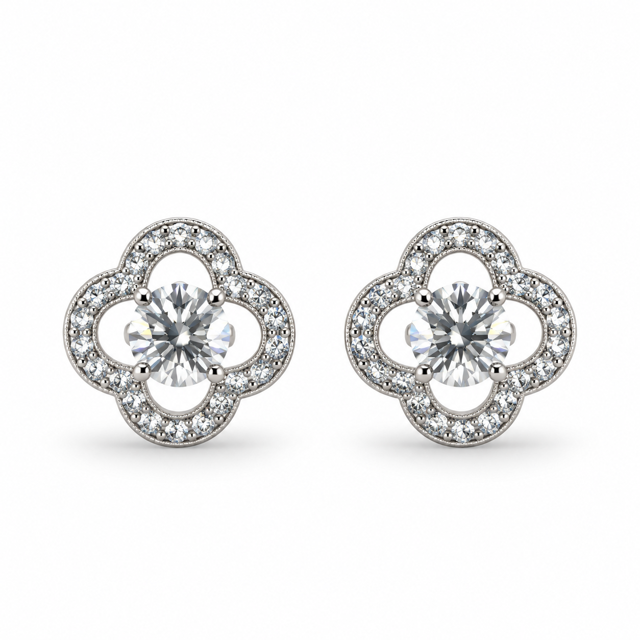 Clover Halo CZ Earrings