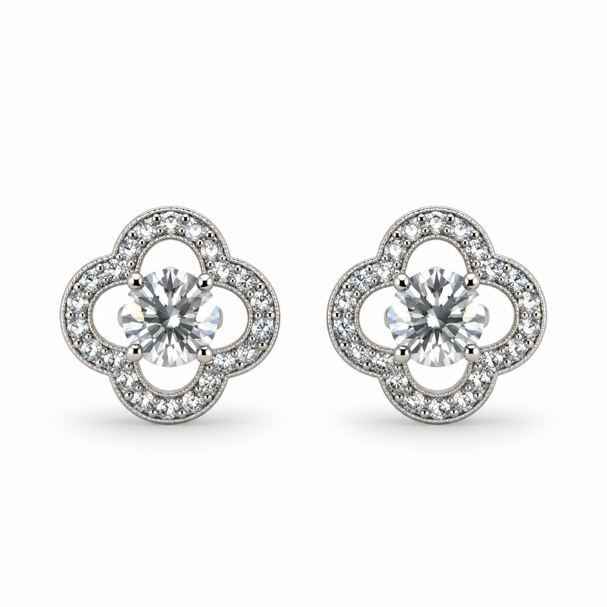 Clover Halo CZ Earrings