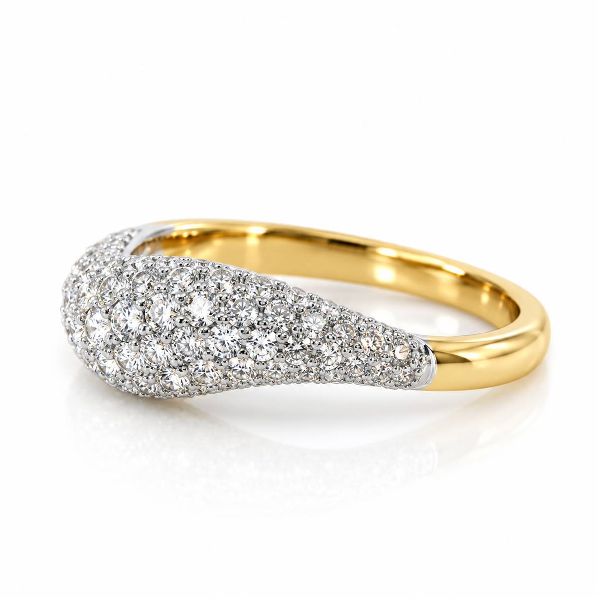 18kt Multi Row Wave Cluster Ring