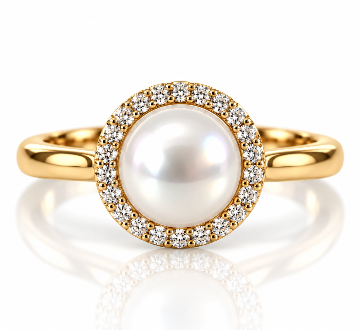 18kt Freshwater Pearl and Diamond Dress Ring