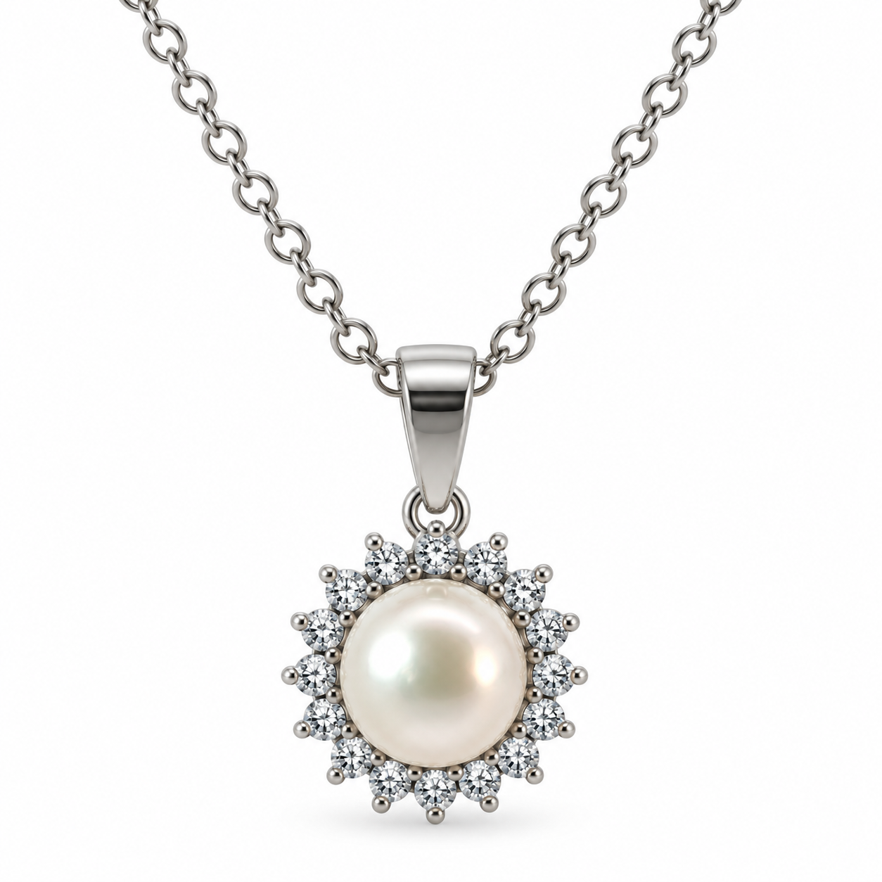 Pearl and CZ Cluster Pendant