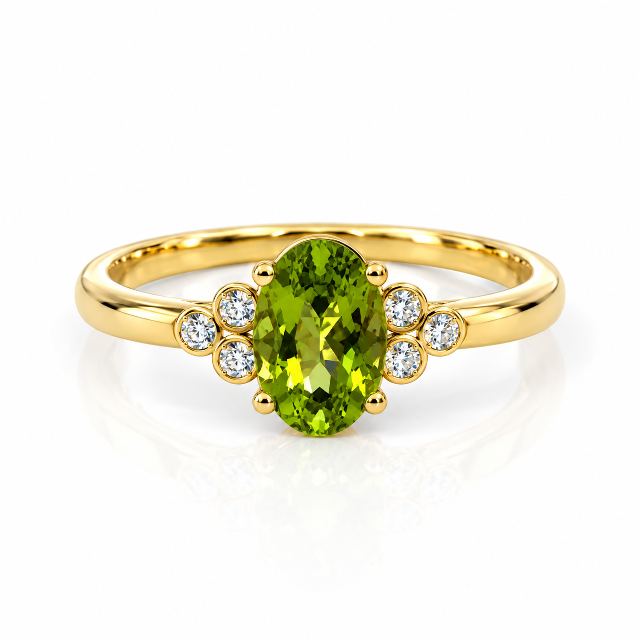 9kt Peridot and Diamond Ring