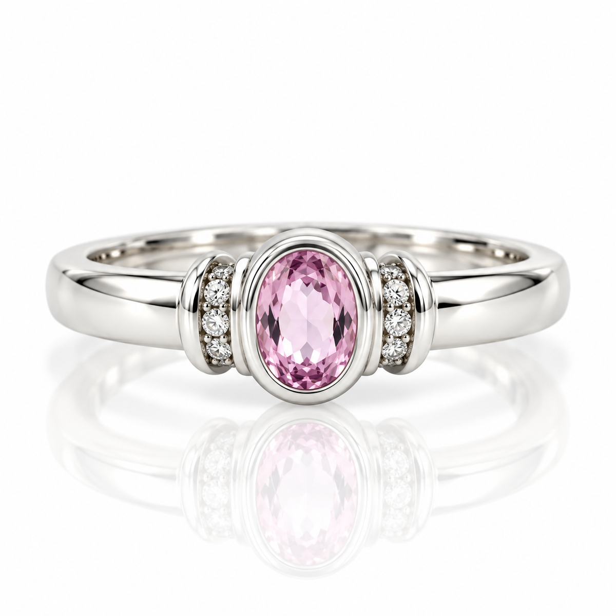 9kt Pink Sapphire and Diamond Dress Ring