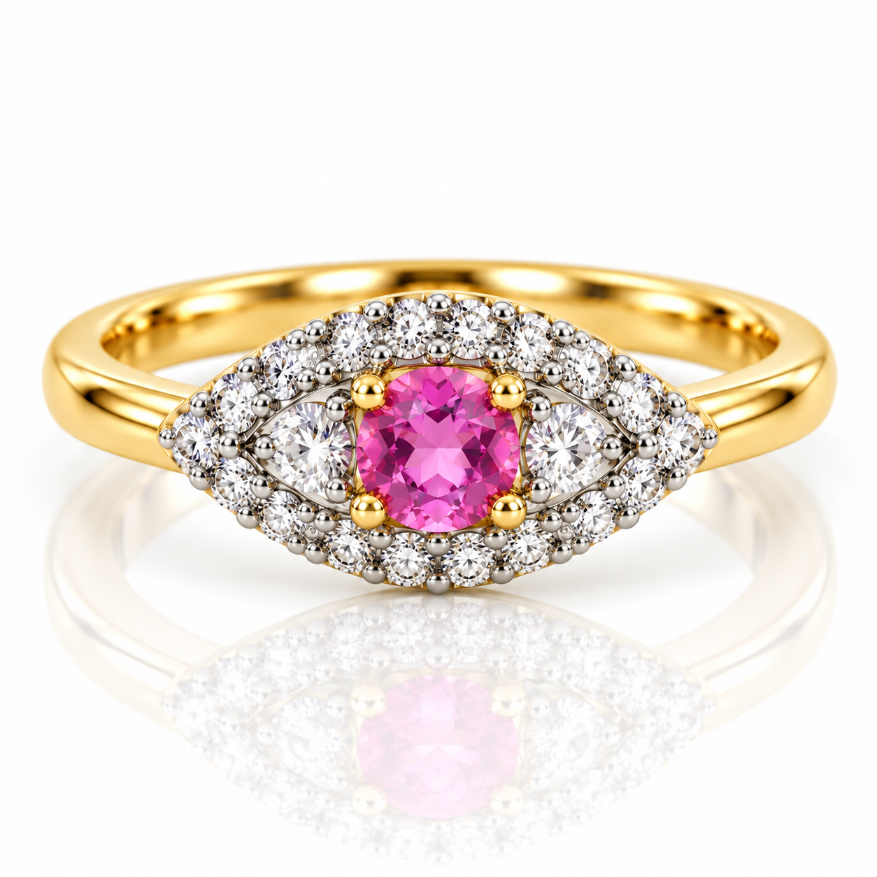 9kt Pink Sapphire and Diamond Dress Ring