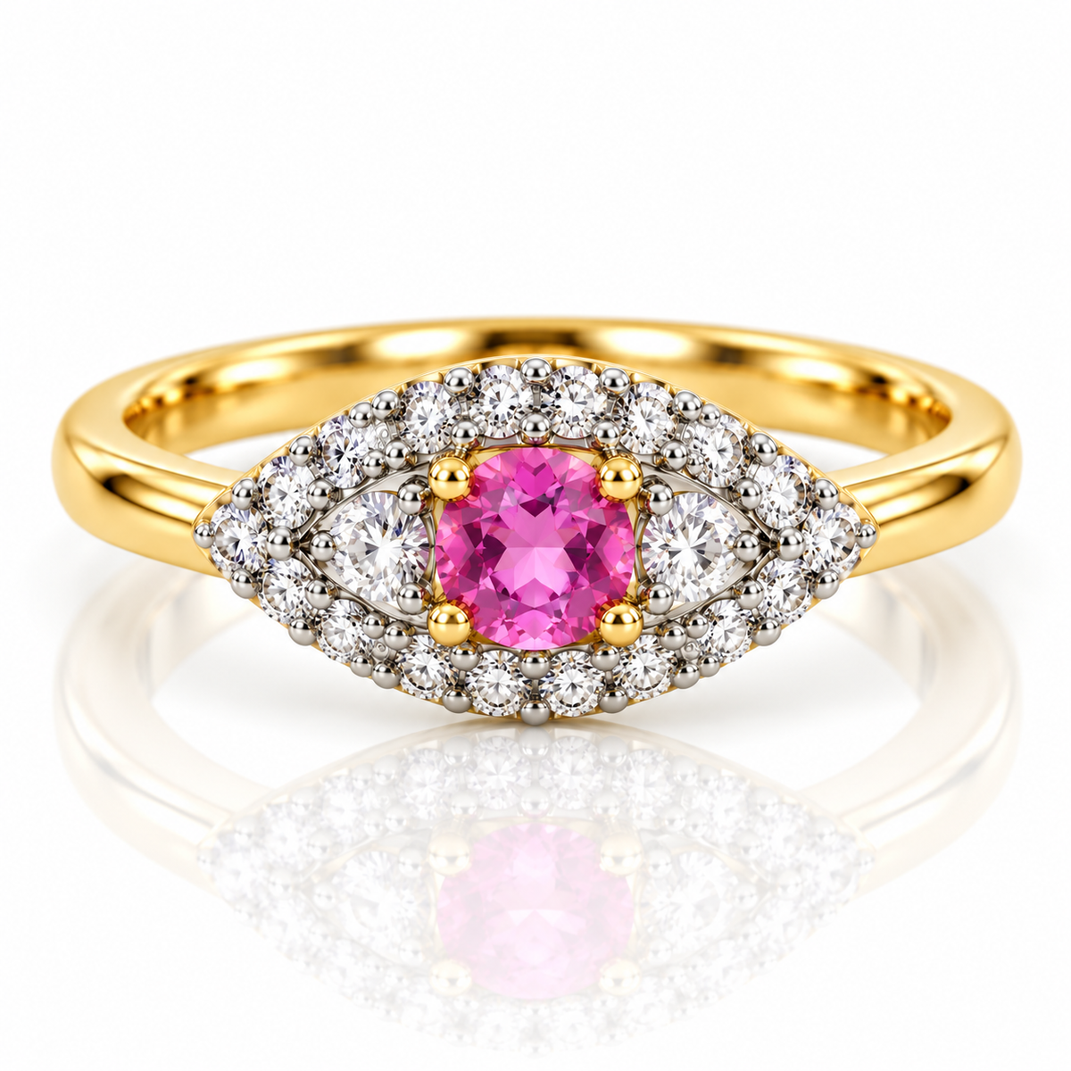 9kt Pink Sapphire and Diamond Dress Ring