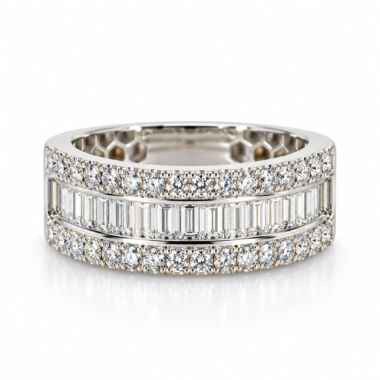 9kt Lab Grown Diamond Brilliant and Baguette Dress Ring