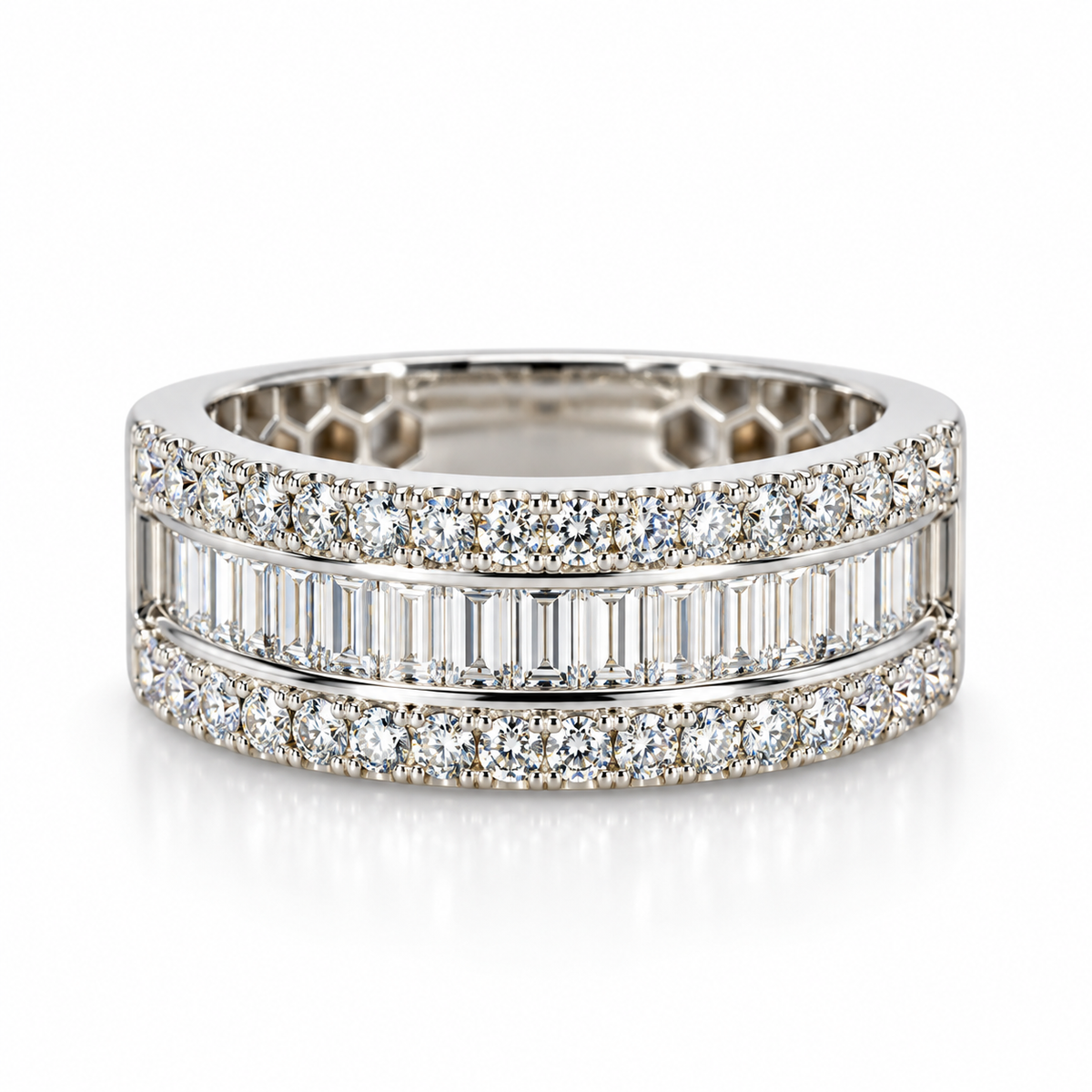 9kt Lab Grown Diamond Brilliant and Baguette Dress Ring