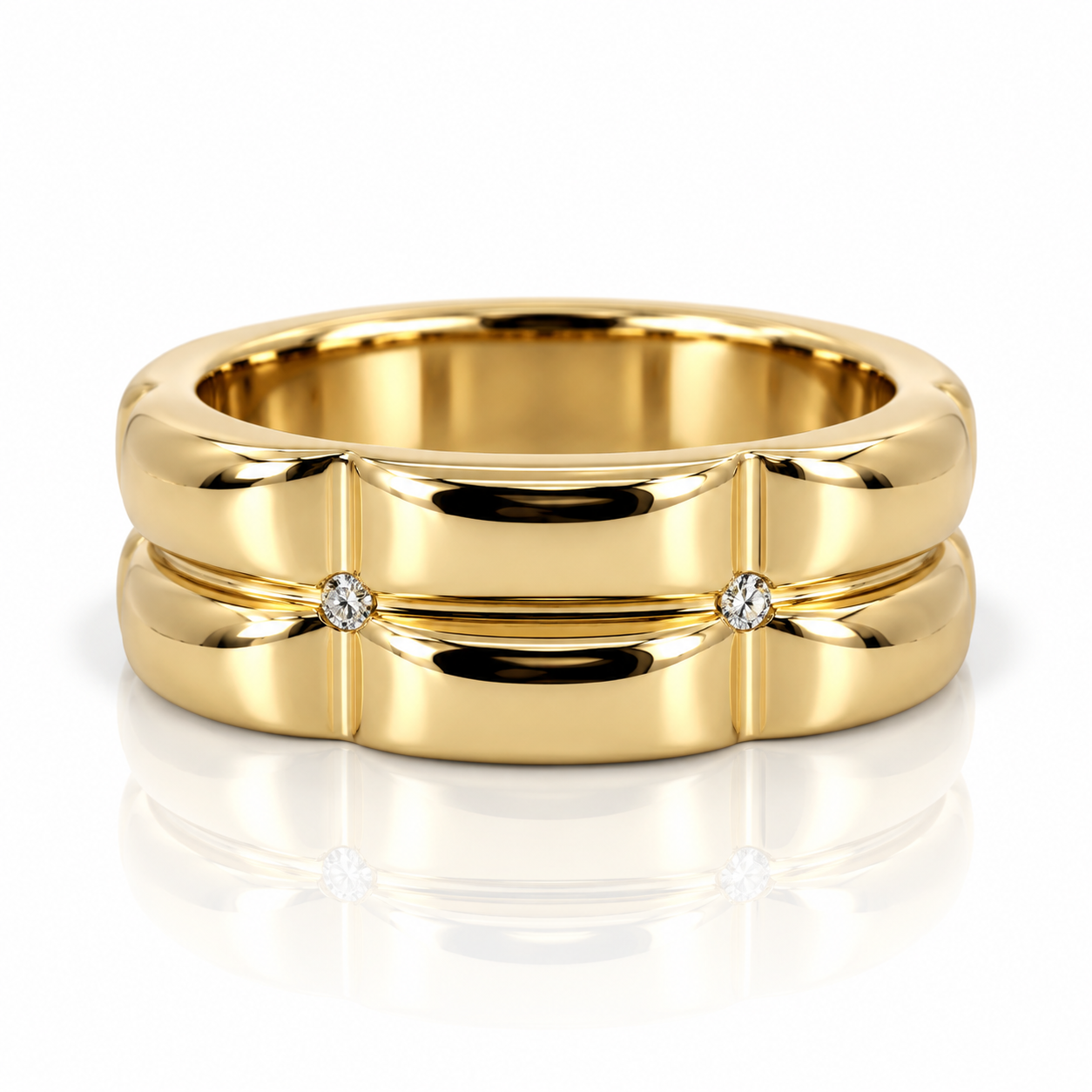 9kt Diamond Double Band Dress Ring