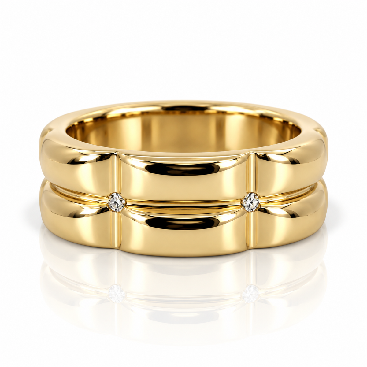 9kt Diamond Double Band Dress Ring