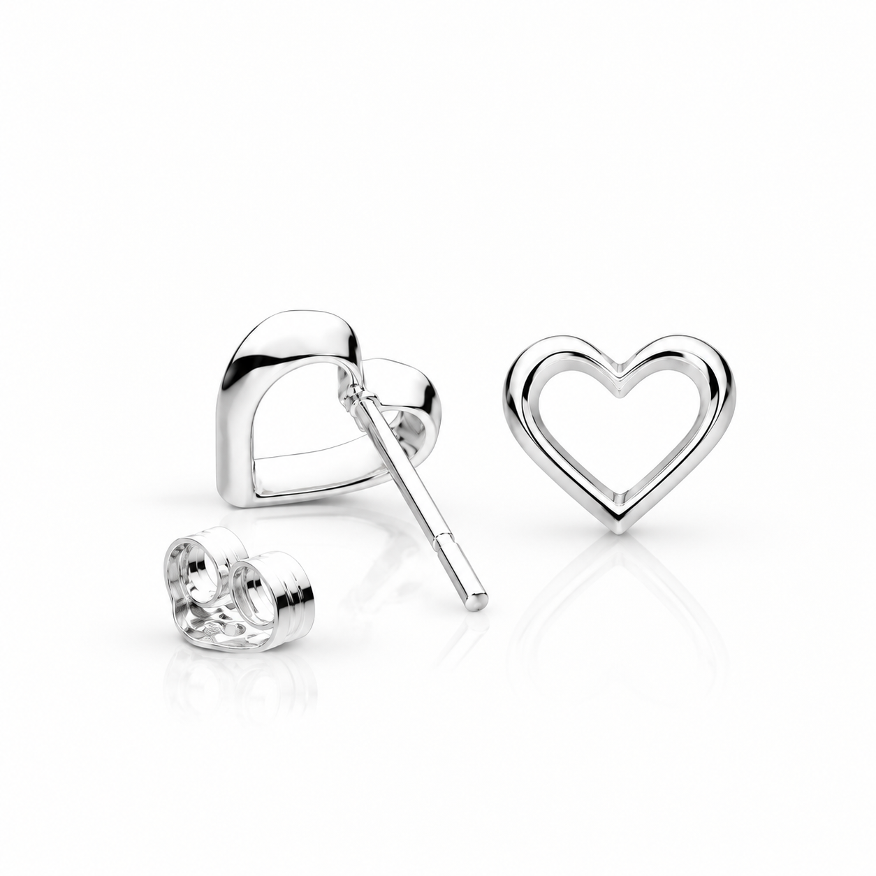 Love Silver Heart Stud Earrings