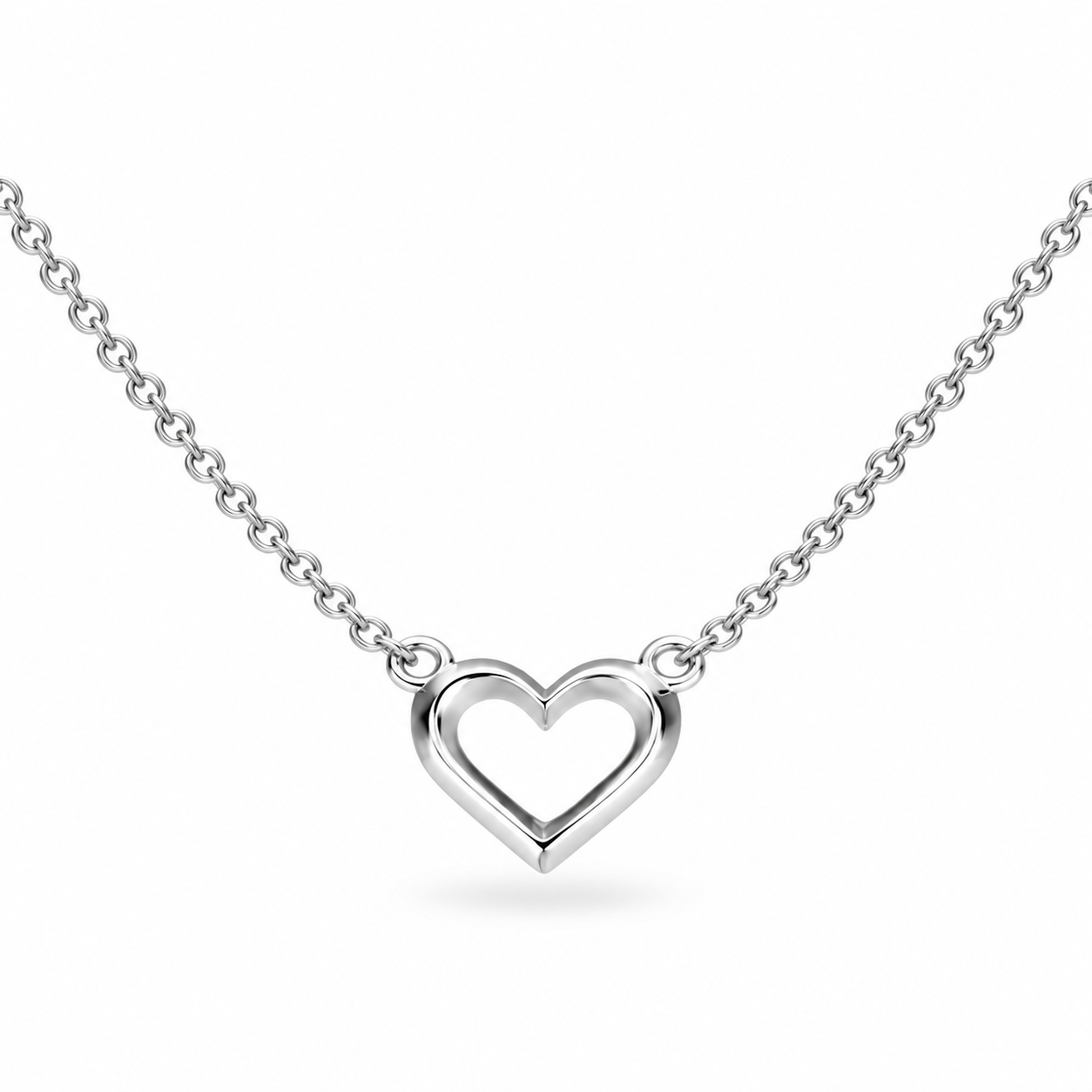 Love Silver Heart Fine Outline Mini Necklet