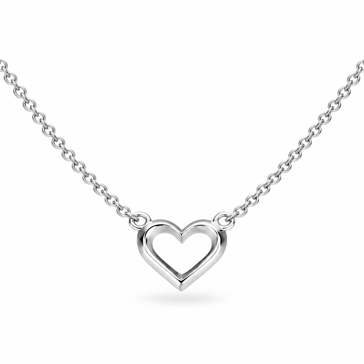 Love Silver Heart Fine Outline Mini Necklet