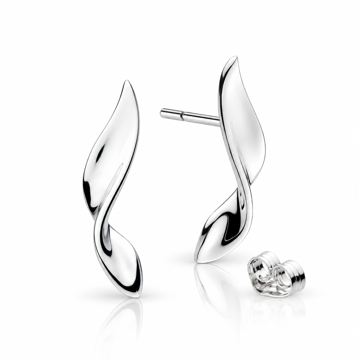 Serenity Curve Long Stud Earrings