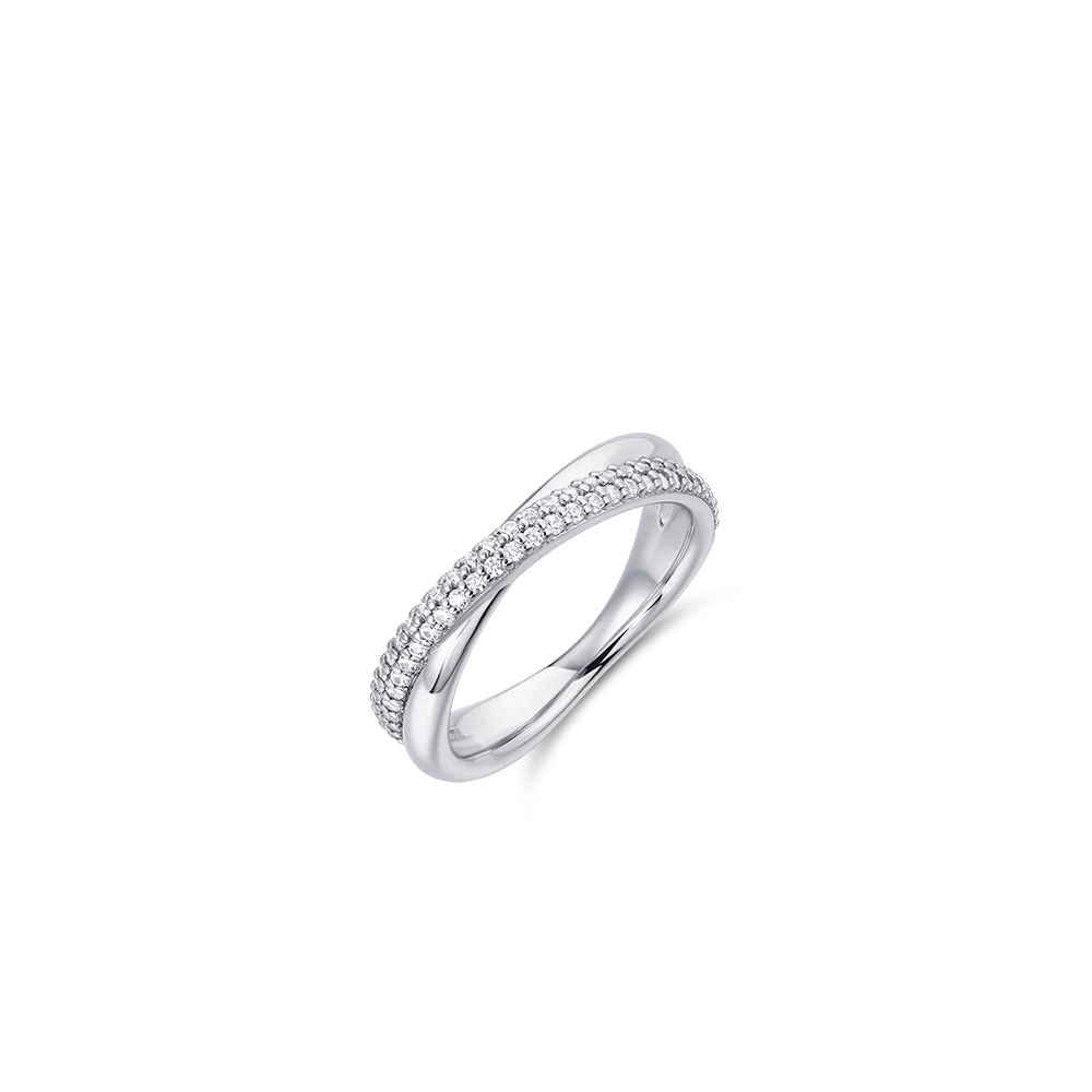 Crossing Bold Bands Pave Ring