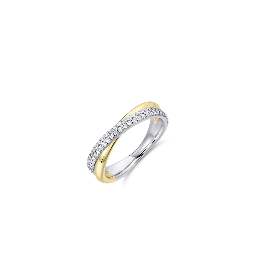 Crossing Bold Bands Pave Ring