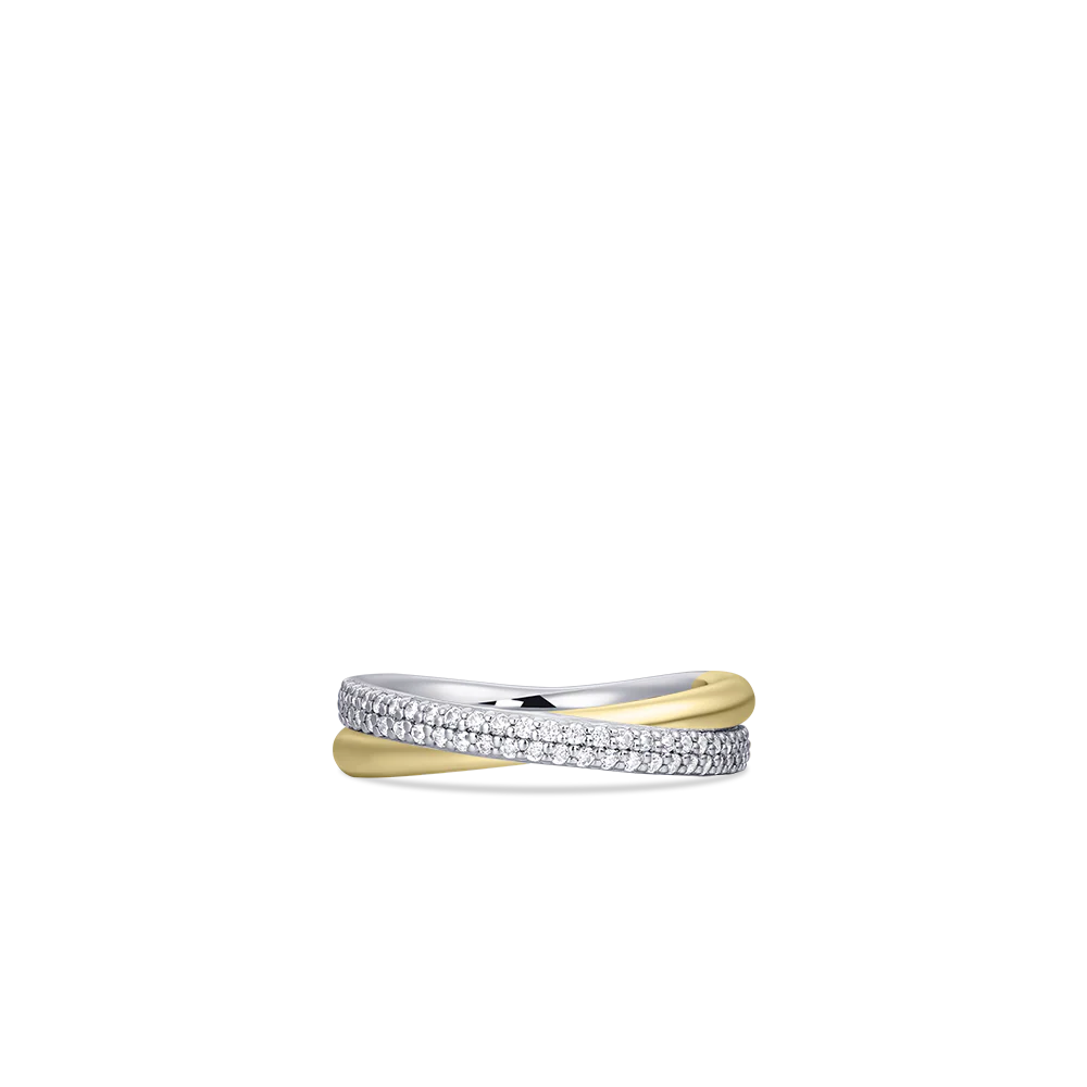 Crossing Bold Bands Pave Ring