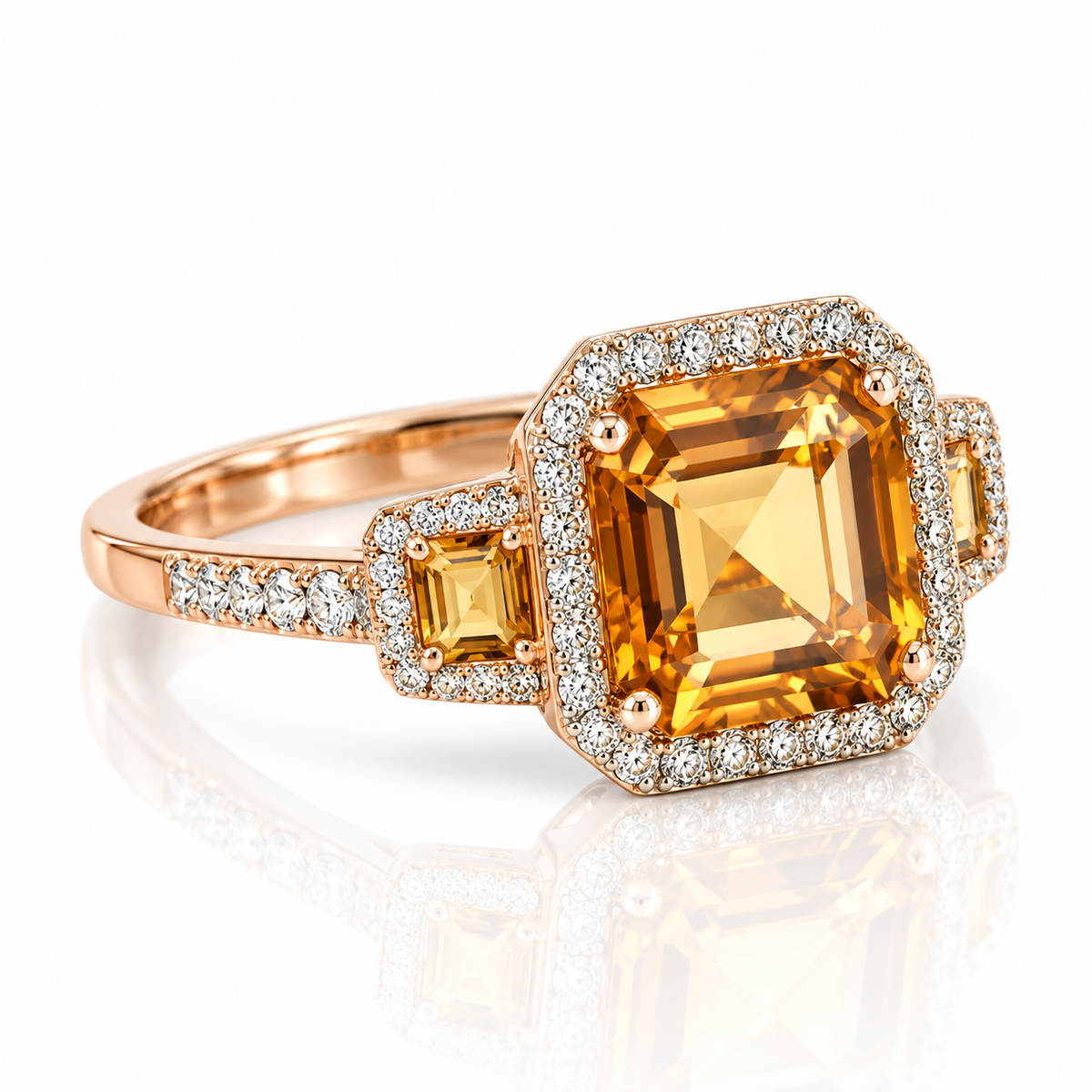 9kt Citrine and Diamond Dress Ring
