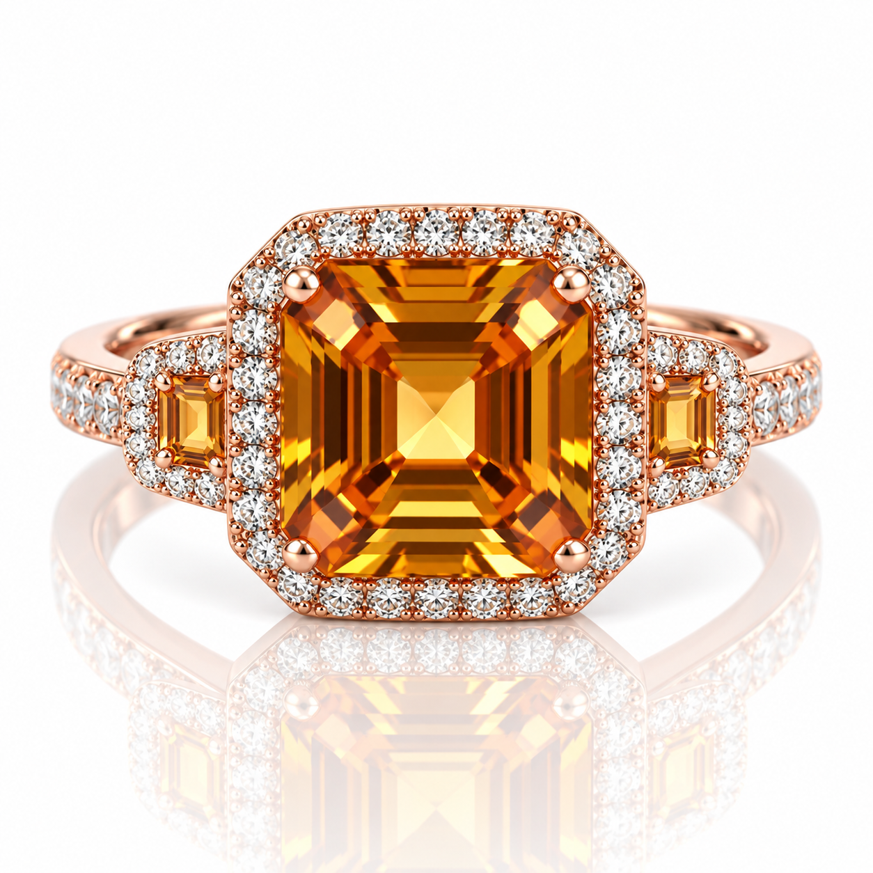 9kt Citrine and Diamond Dress Ring