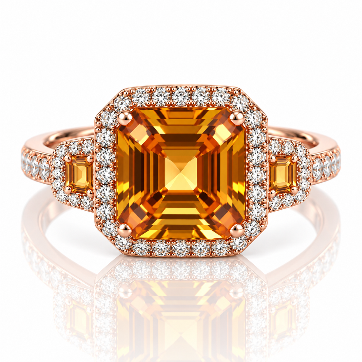9kt Citrine and Diamond Dress Ring