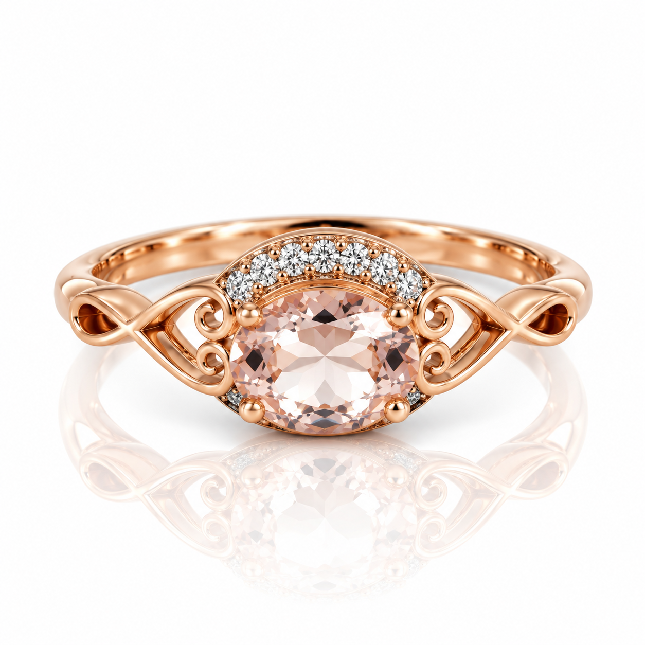 9kt Morganite and Diamond Dress Ring