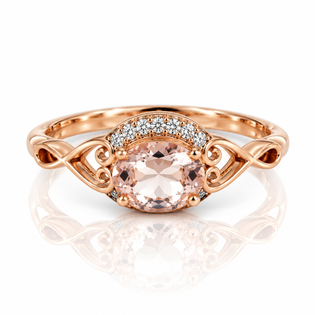 9kt Morganite and Diamond Dress Ring