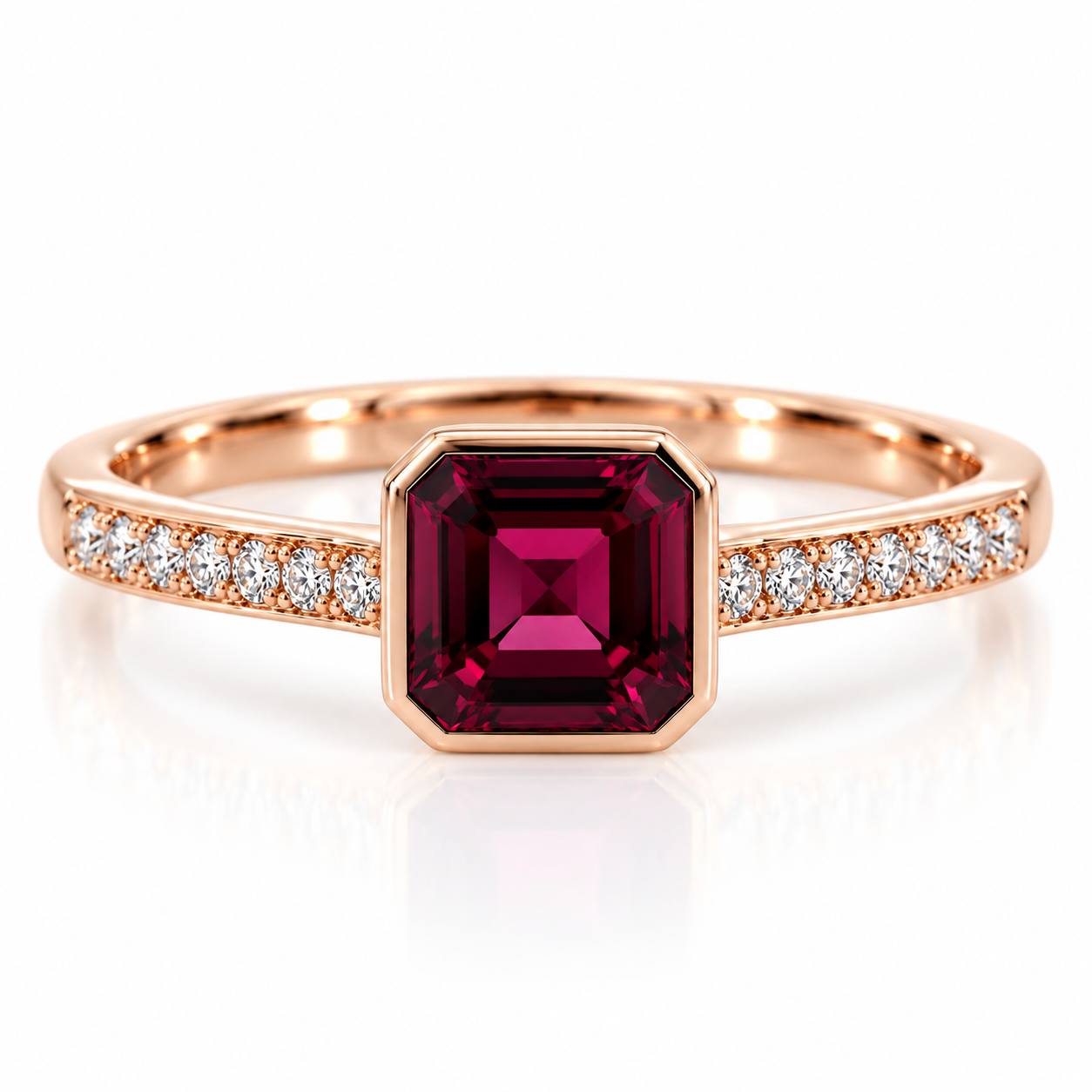 18kt Rose Gold Garnet and Diamond Dress Ring