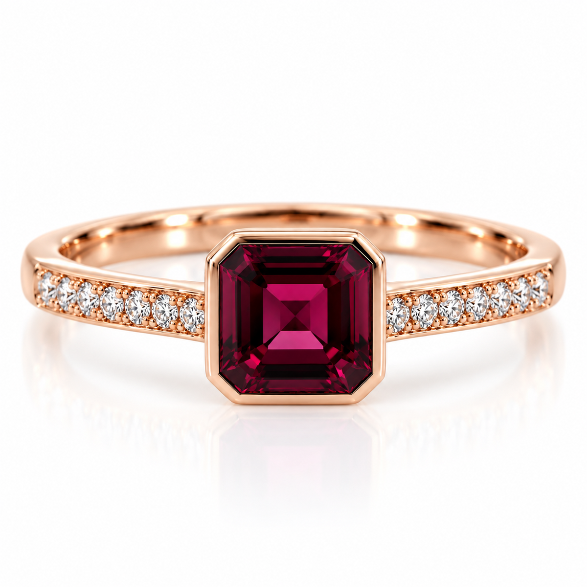 18kt Rose Gold Garnet and Diamond Dress Ring