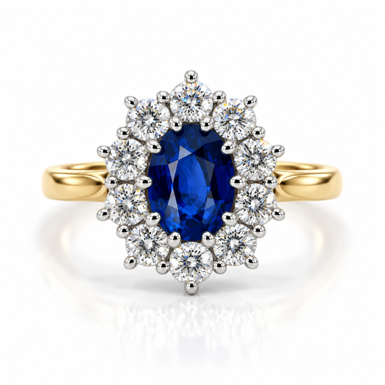 18kt Sapphire and Diamond Cluster Dress Ring