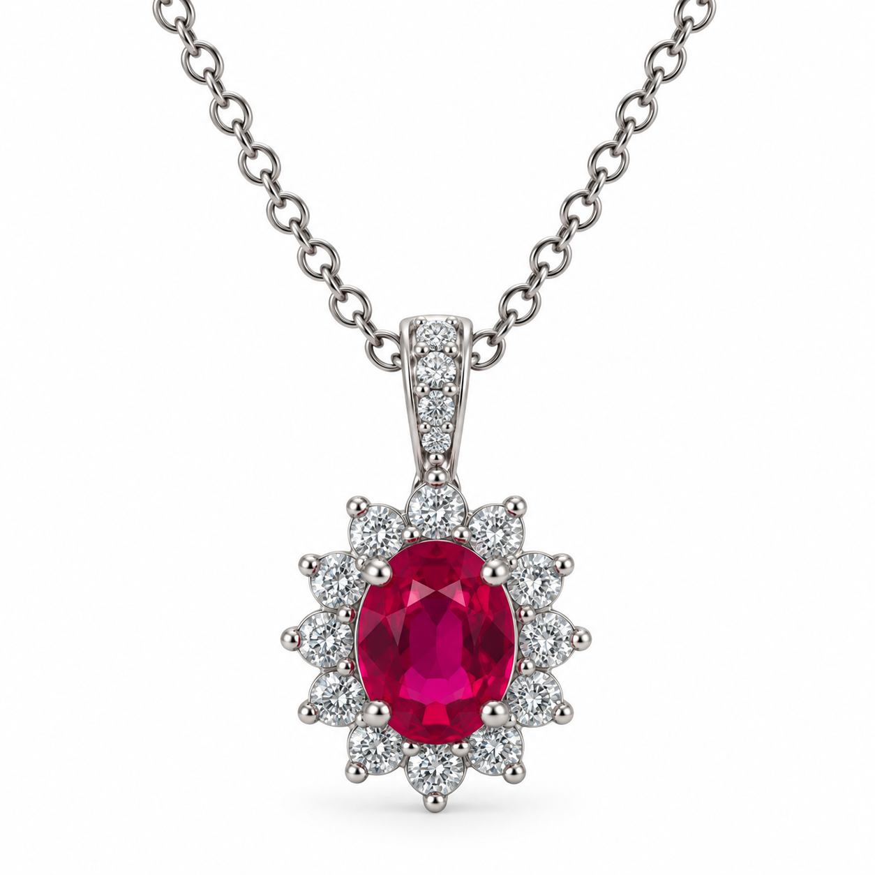 Red CZ Cluster Pendant