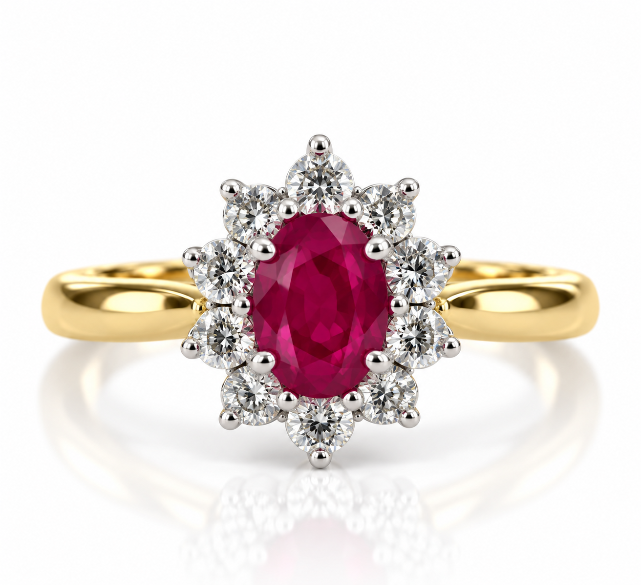 18kt Ruby and Diamond Cluster Dress Ring