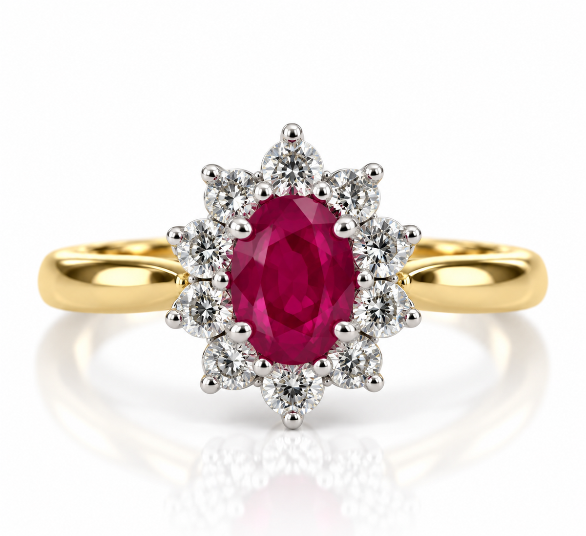 18kt Ruby and Diamond Cluster Dress Ring