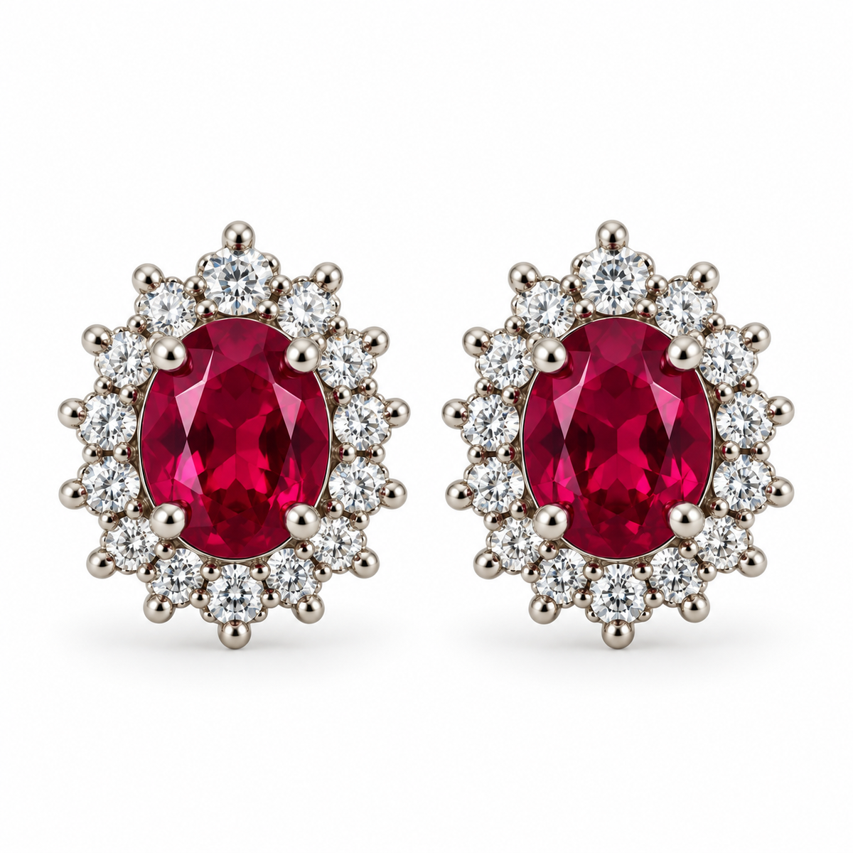 Red CZ Cluster Earrings