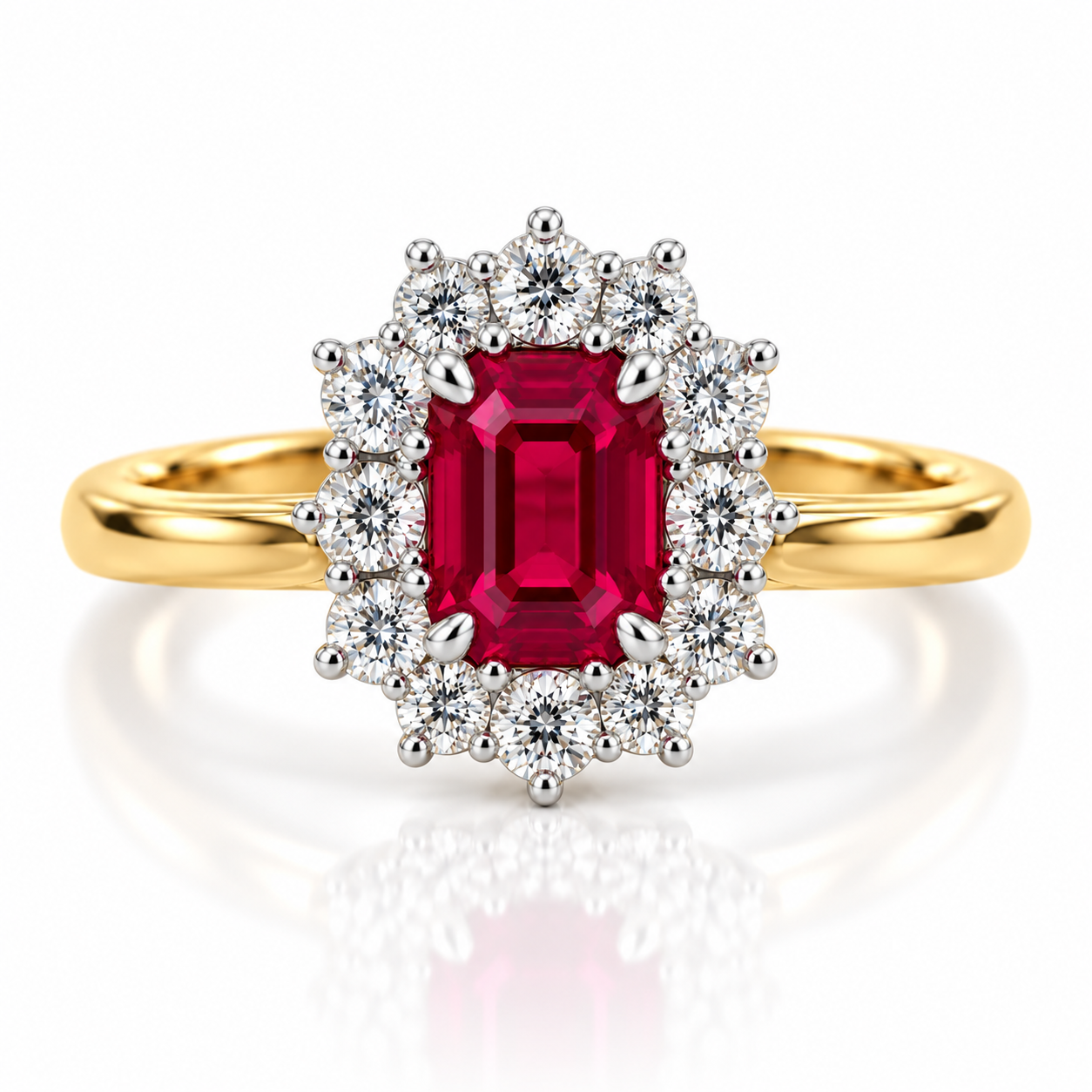 18kt Ruby and Diamond Cluster Dress Ring