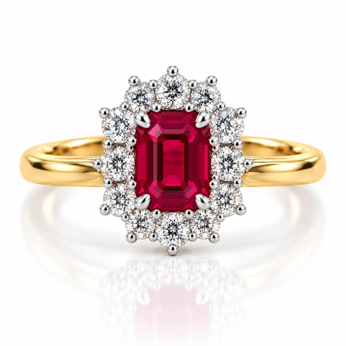 18kt Ruby and Diamond Cluster Dress Ring