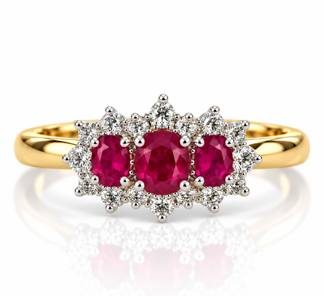 18kt Ruby and Diamond Cluster Dress Ring