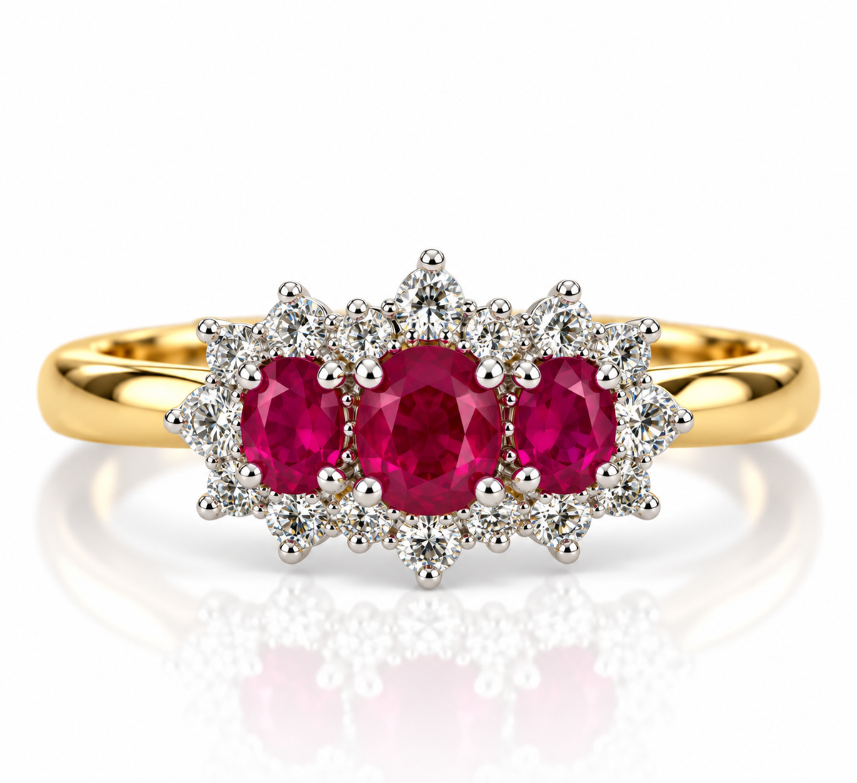 18kt Ruby and Diamond Cluster Dress Ring