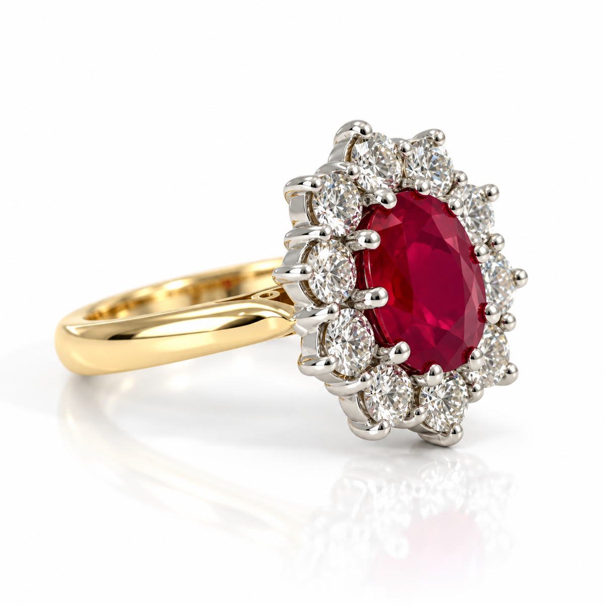 18kt Ruby and Diamond Cluster Dress Ring