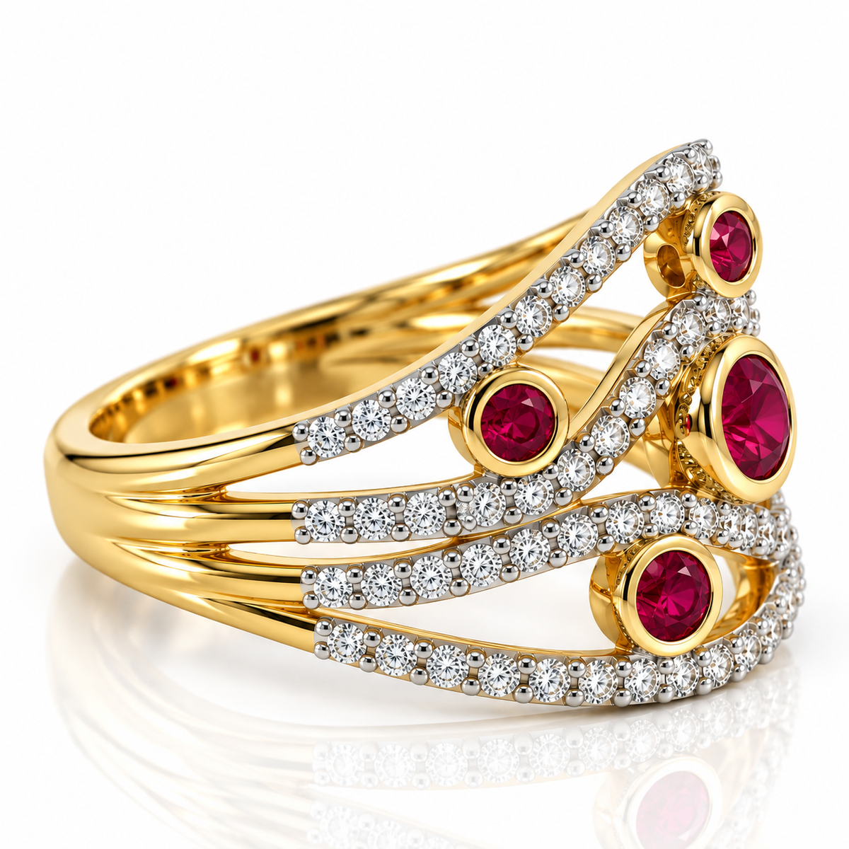9kt Ruby and Diamond Bubble Ring