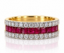 18kt Ruby and Diamond Princess and Brilliant Cut Dress Ring