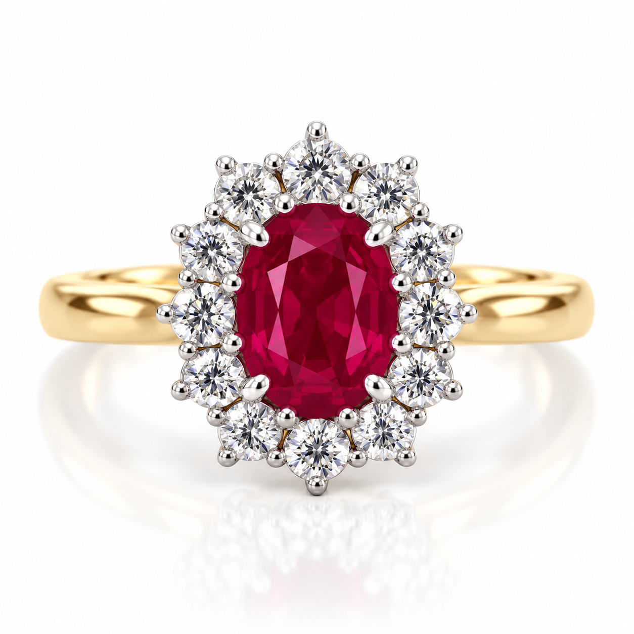 18kt Ruby and Diamond Cluster Dress Ring
