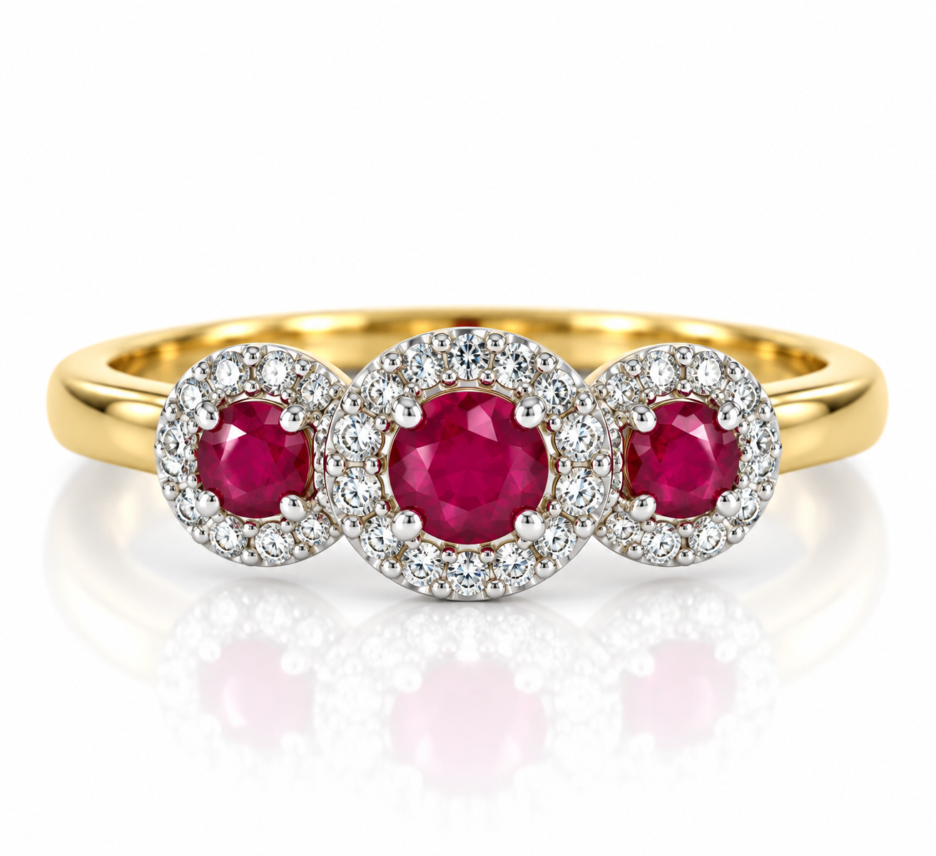 18kt Ruby and Diamond Three Stone Dress Ring