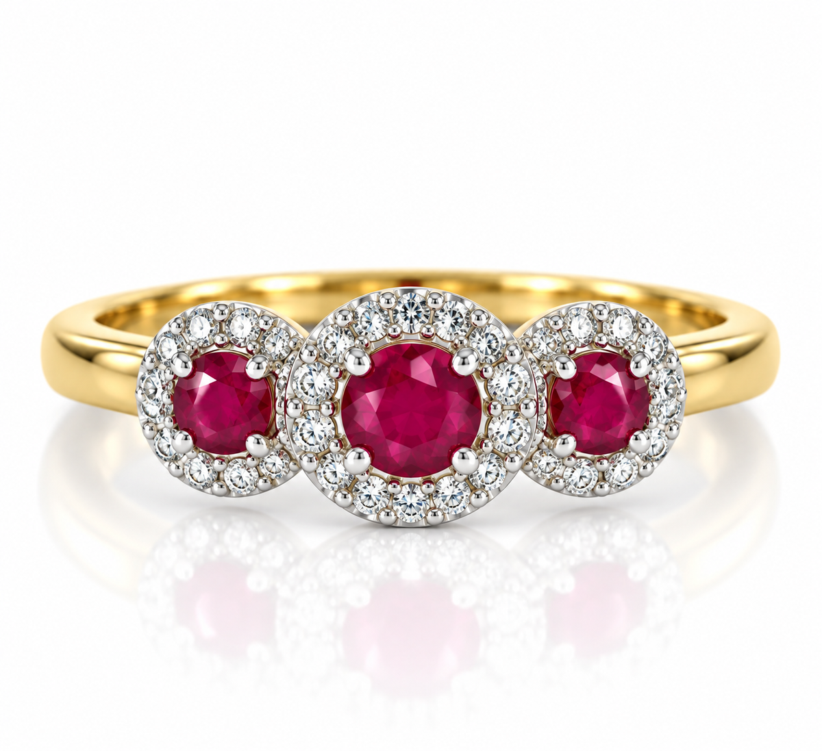 18kt Ruby and Diamond Three Stone Dress Ring