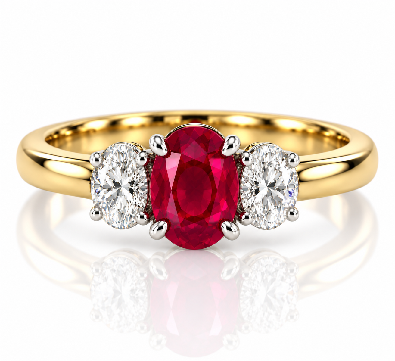 18kt Ruby and Diamond Three Stone Dress Ring