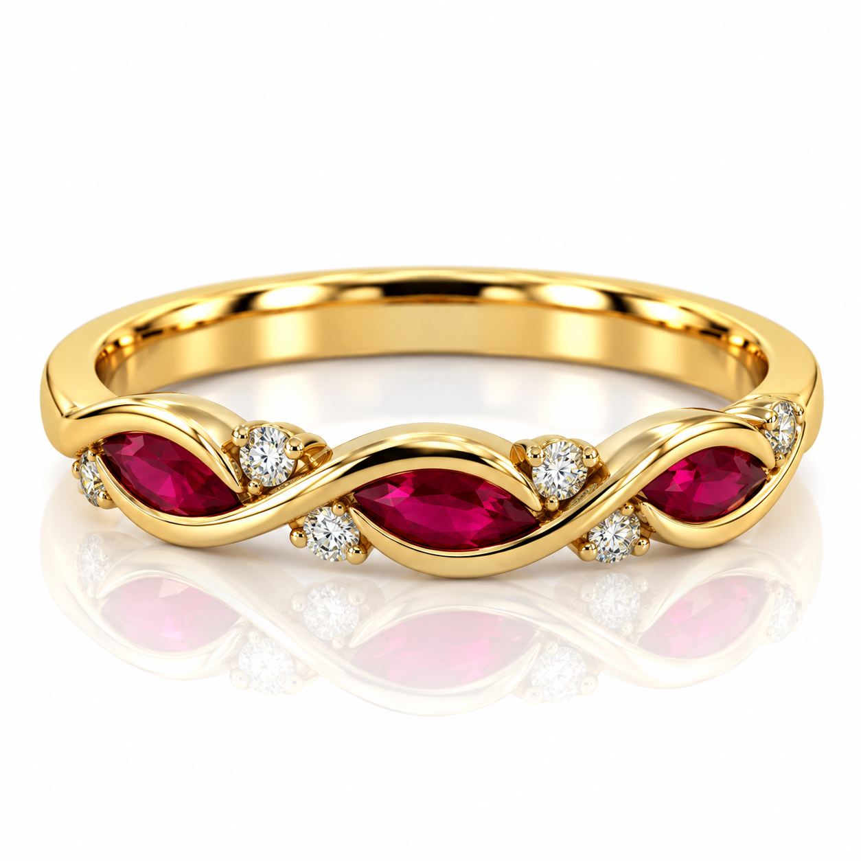 9kt Ruby and Diamond Marquise Cut Dress Ring