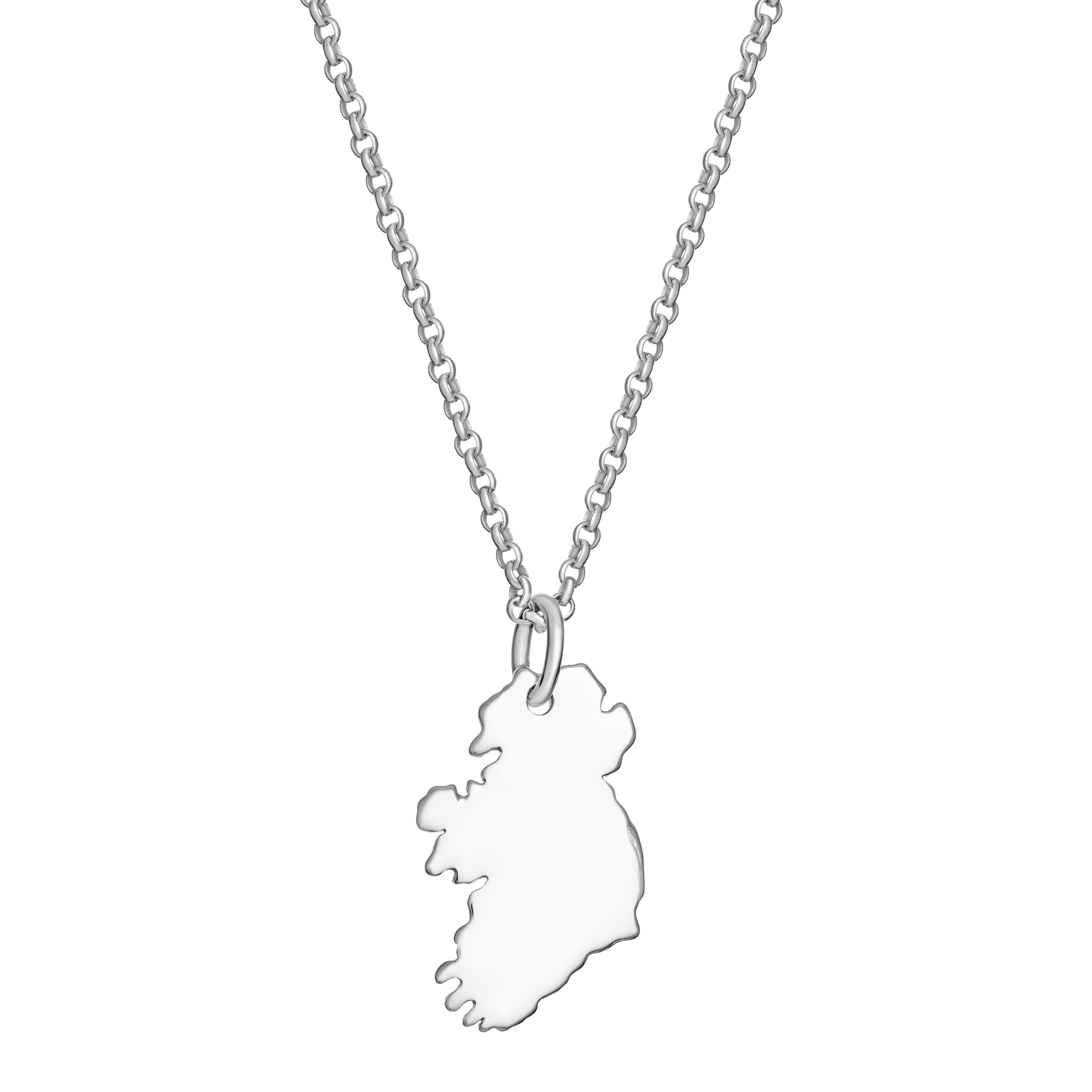 Ireland Map Necklace Silver