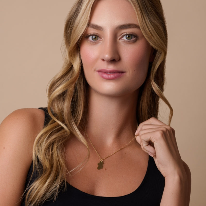 Ireland Map Necklace Gold Plate